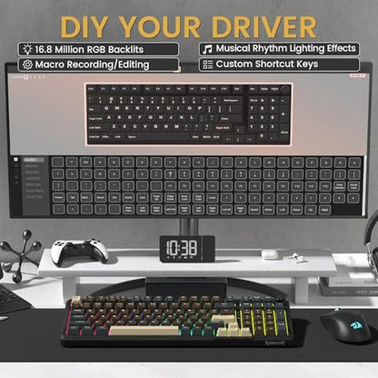 Keyboard Brown: Redragon K742 Wireless Mechanical Gaming – Close-up Detail