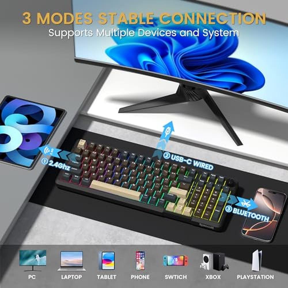Keyboard Brown: Redragon K742 Wireless Mechanical Gaming – In Use