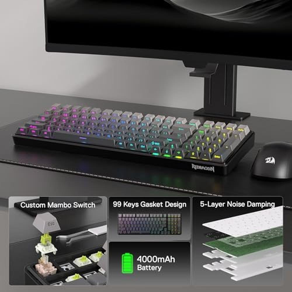 Keyboard Redragon: Redragon K744 GB PRO 99 Keys Wireless – Side View