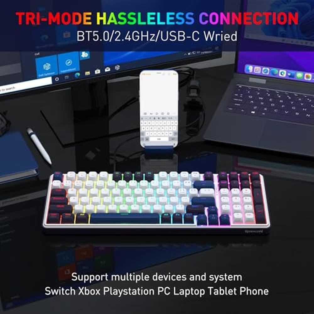 Keyboard Redragon K744 PRO 99 Keys Wireless Gasket RGB – Side View