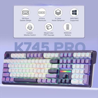 Keyboard Redragon: Redragon K745 PRO Wireless Gasket RGB – Side View