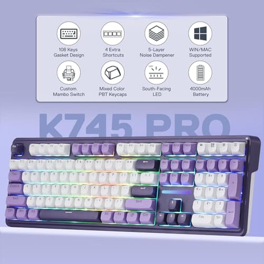 Gaming Keyboard: Redragon K745 PRO Wireless Gasket RGB – Side View
