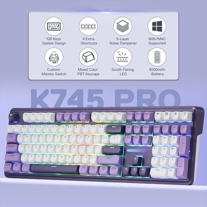Gaming Keyboard: Redragon K745 PRO Wireless Gasket RGB – Side View