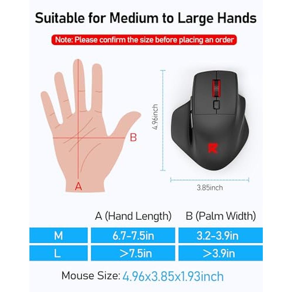 Mouse Modes: Redragon Large Wireless Gaming Mouse Tri-Modes – Close-up Detail