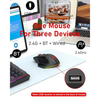 Mouse Modes: Redragon Large Wireless Gaming Mouse Tri-Modes – In Use