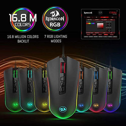 Redragon M711 Cobra Gaming Mouse with 16.8 Million RGB – In Use