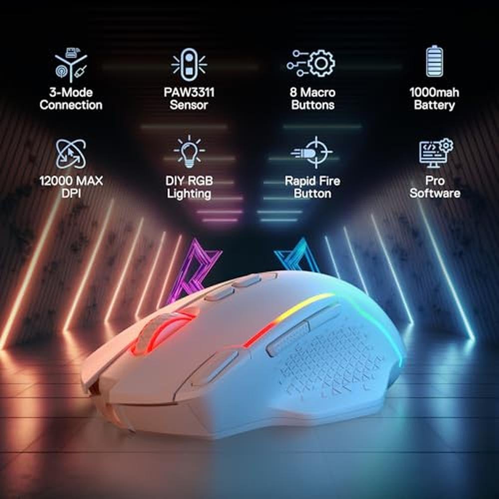 Redragon M810 MAX 3-Mode Wireless Gaming Mouse – Side View