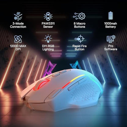 Redragon M810 MAX 3-Mode Wireless Gaming Mouse – Side View