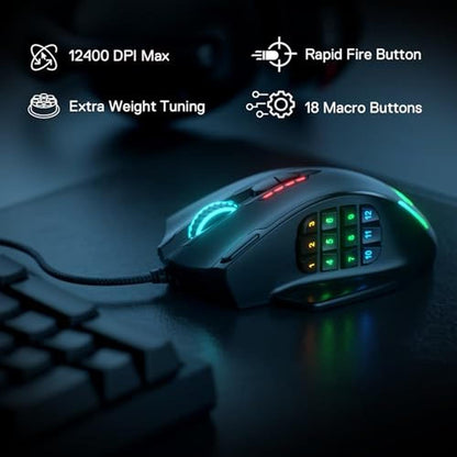 Mouse Redragon: Redragon M908 Impact RGB LED MMO Gaming – Side View