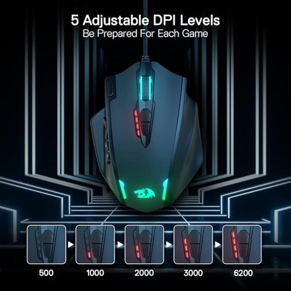 Mouse Redragon: Redragon M908 Impact RGB LED MMO Gaming – Close-up Detail