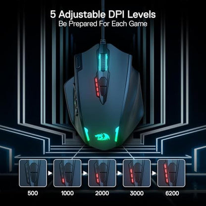 Mouse Redragon: Redragon M908 Impact RGB LED MMO Gaming – Close-up Detail