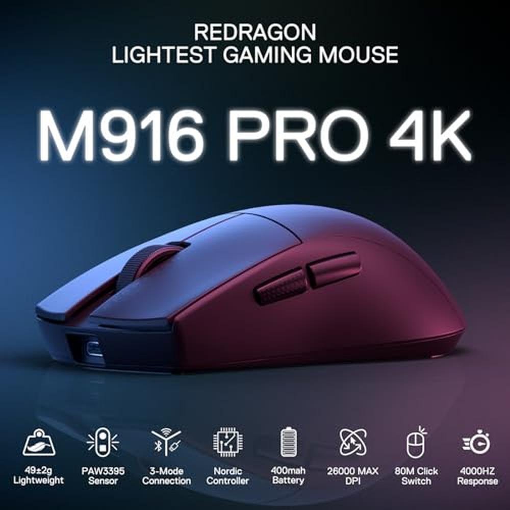 Gaming Mouse: Redragon M916 PRO 3-Mode Wireless – Side View