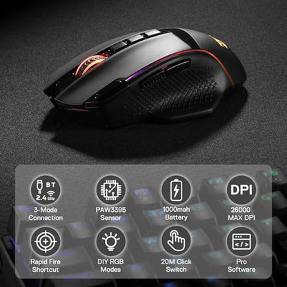 Redragon M991 Wireless Gaming Mouse – Side View