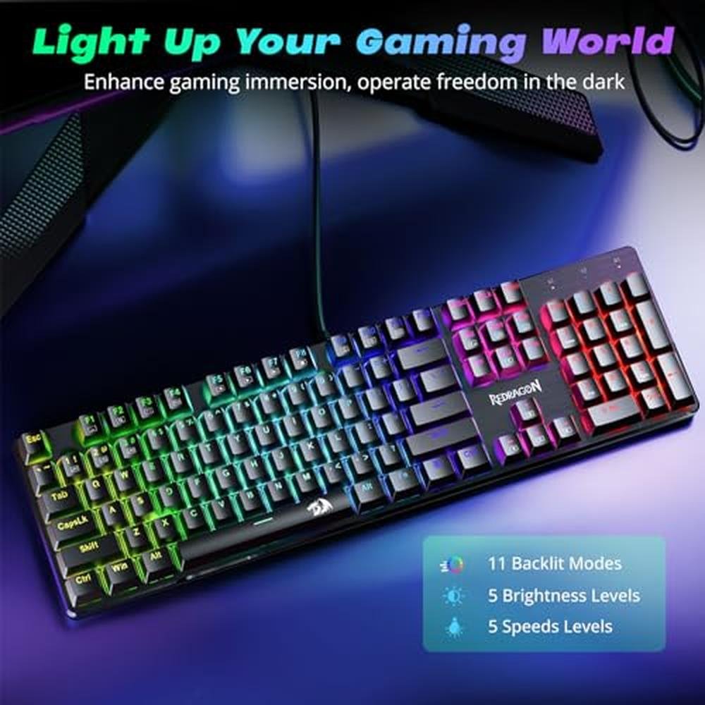 Gaming Keyboard: Redragon K552 Mechanical Keyboard Wired 11 – Side View