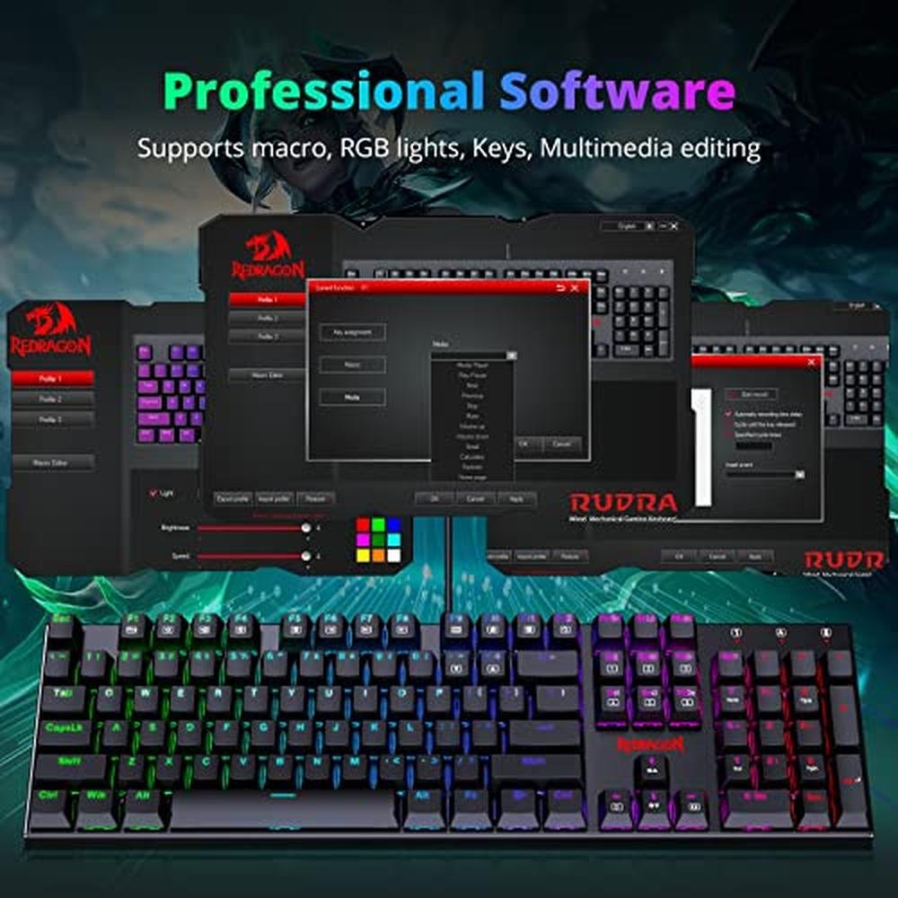Mechanical Keyboard: Redragon K565 Black Navy Blue Black – Close-up Detail