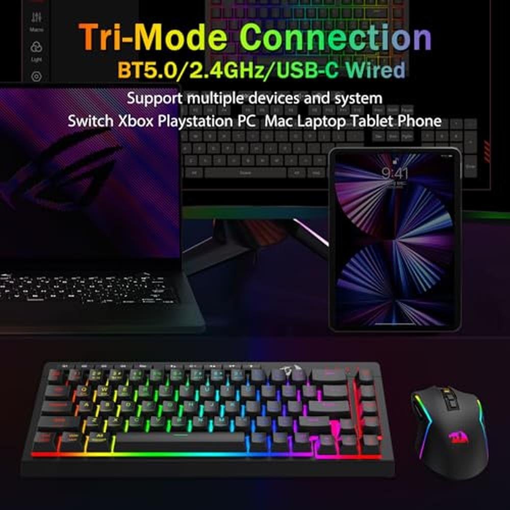 Gaming Keyboard: Redragon K519RGB-PRO 60% Mini Wireless – Close-up Detail
