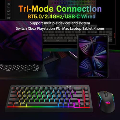 Gaming Keyboard: Redragon K519RGB-PRO 60% Mini Wireless – Close-up Detail