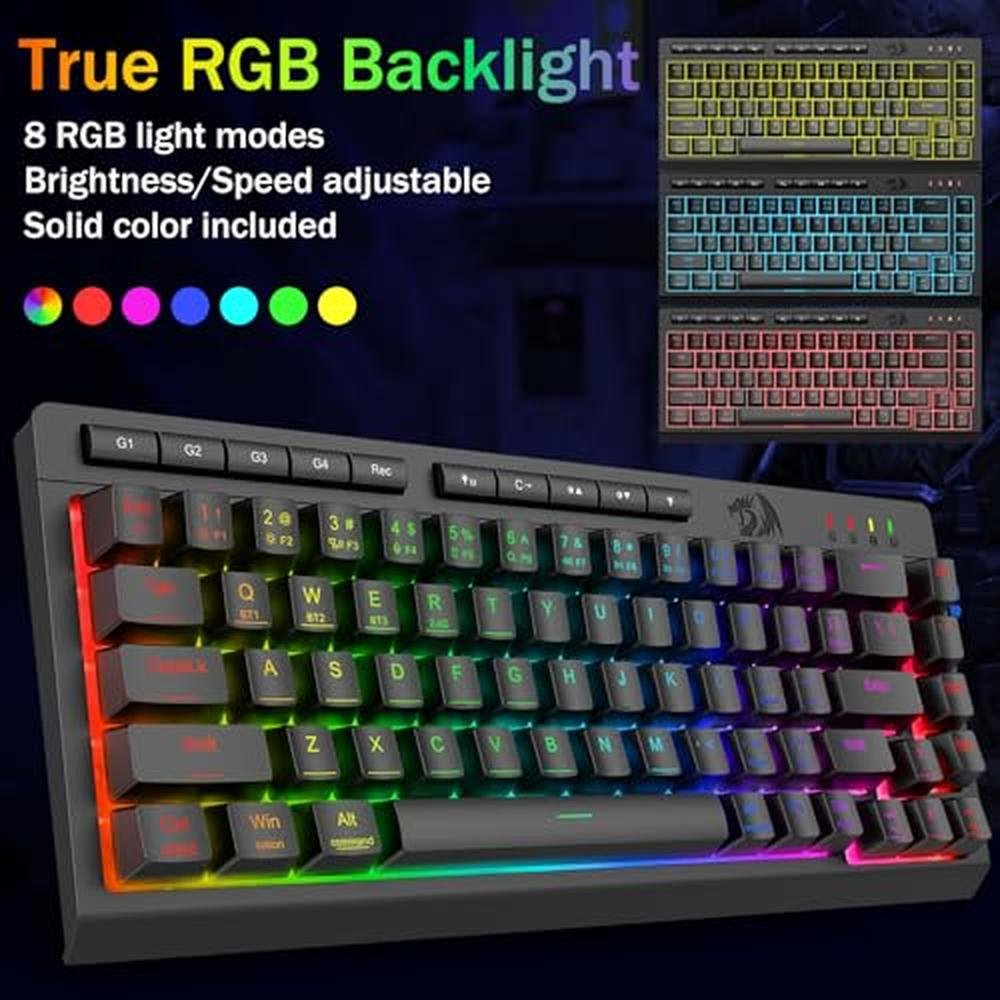 Gaming Keyboard: Redragon K519RGB-PRO 60% Mini Wireless – In Use