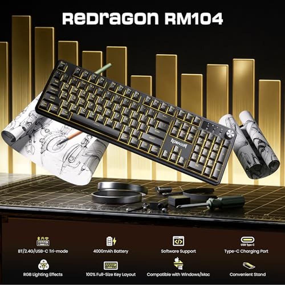 Redragon RM104 Wireless Gaming Keyboard – Side View