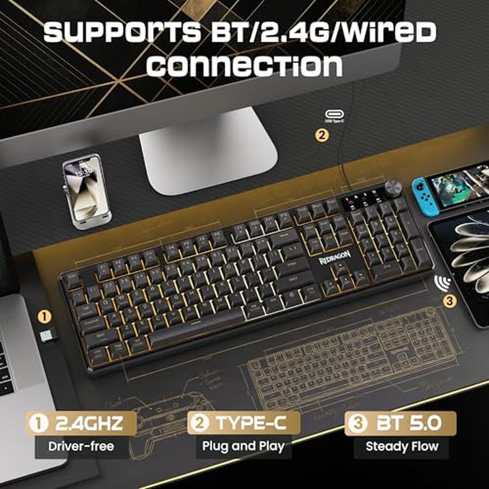 Redragon RM104 Wireless Gaming Keyboard – Close-up Detail