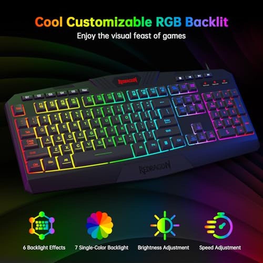 Gaming Mouse: Redragon S101 3 Wired RGB Backlit Gaming – Side View