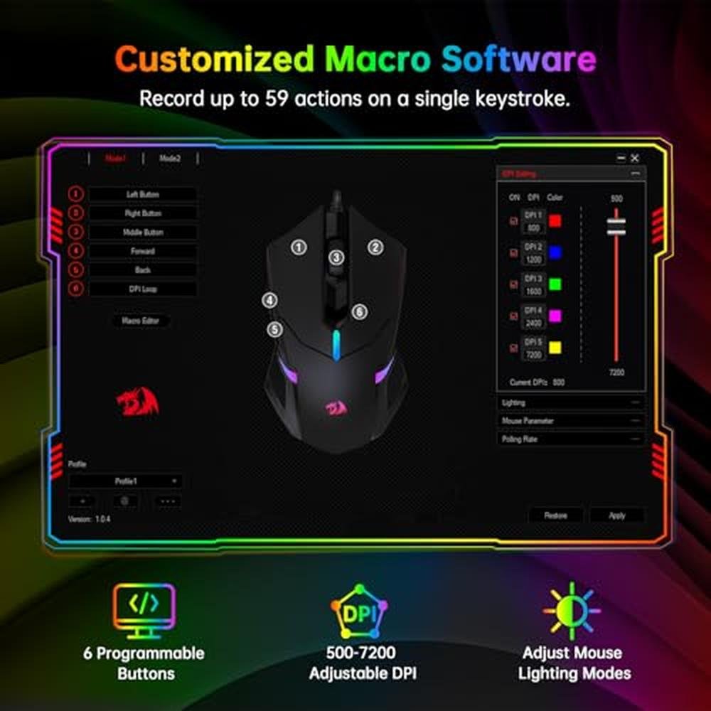 Gaming Mouse: Redragon S101 3 Wired RGB Backlit Gaming – Packaging