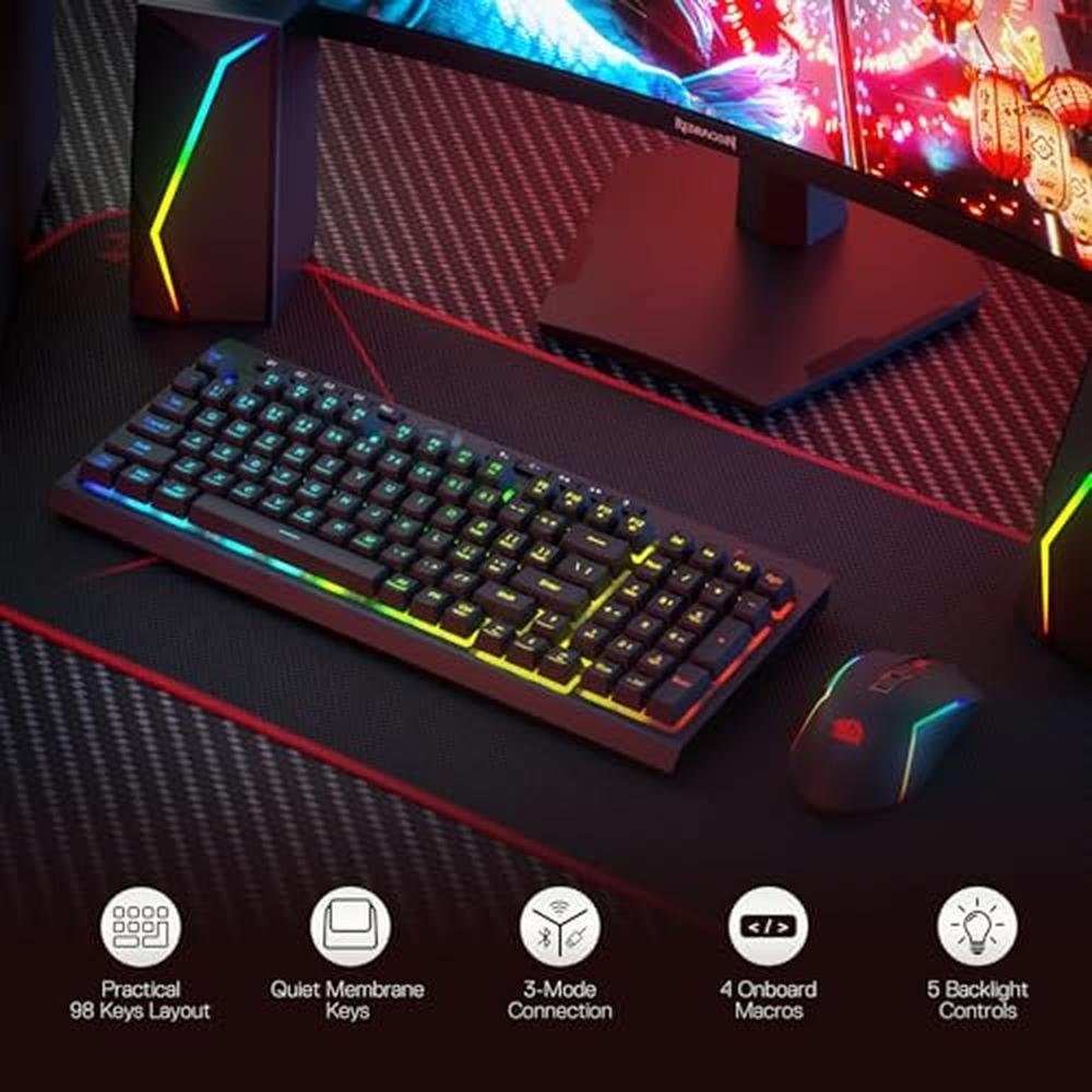 Redragon S142 Wireless Gaming Keyboard & Mouse Combo – Side View