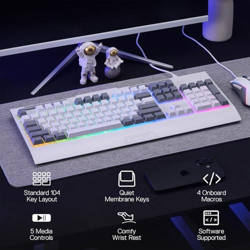 Gaming Keyboard: Redragon S151 104 Keys K525 Wired RGB – Side View