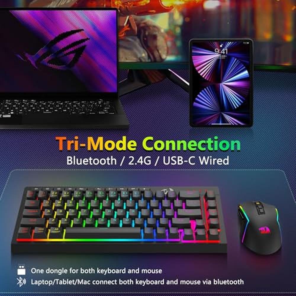 Gaming Keyboard Mouse Combo: Redragon Wireless 60% Portable – Packaging