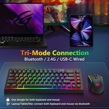 Gaming Keyboard Mouse Combo: Redragon Wireless 60% Portable – Packaging