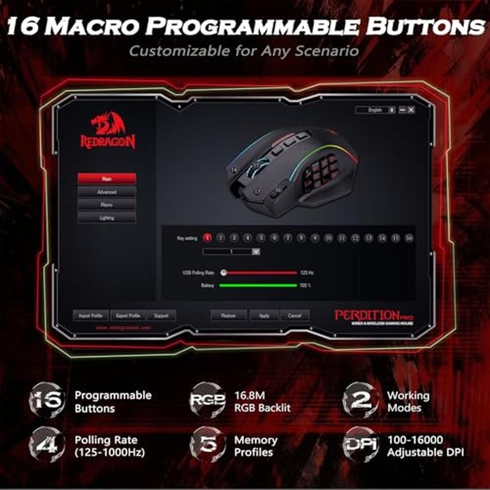 Gaming Mouse: Redragon M901P KS Wireless MMO Gaming Mouse – Close-up Detail