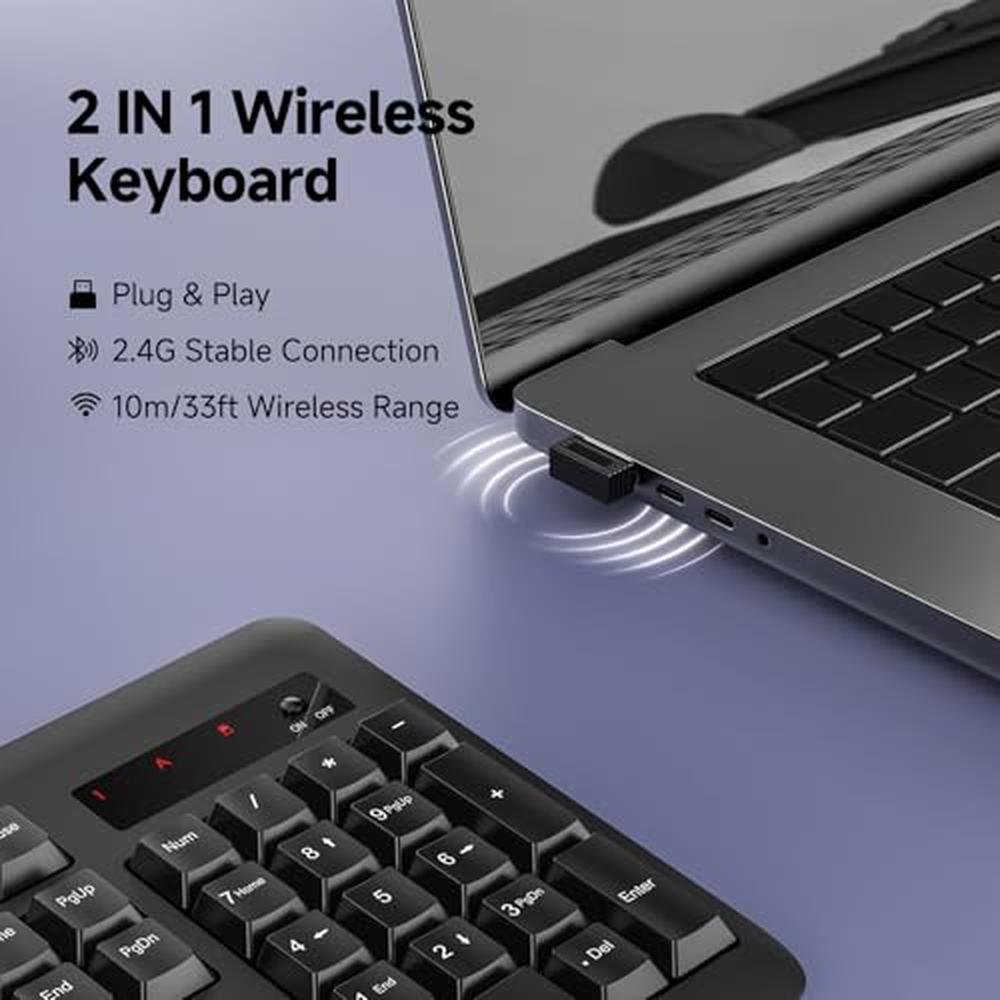 Wireless Keyboard: Redragon BK7367 Ergonomic 2.4G Full-Sized – Side View