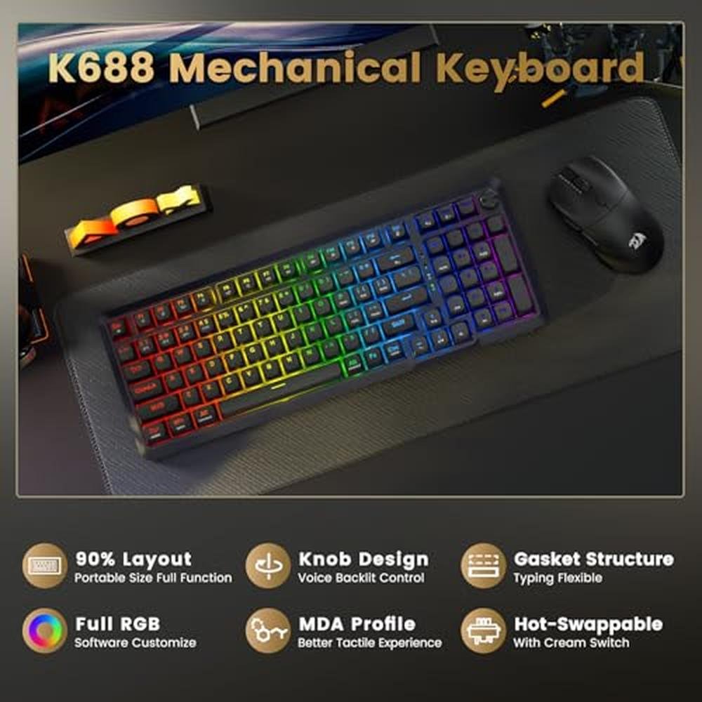 Redragon Wireless Mechanical Keyboard – Side View