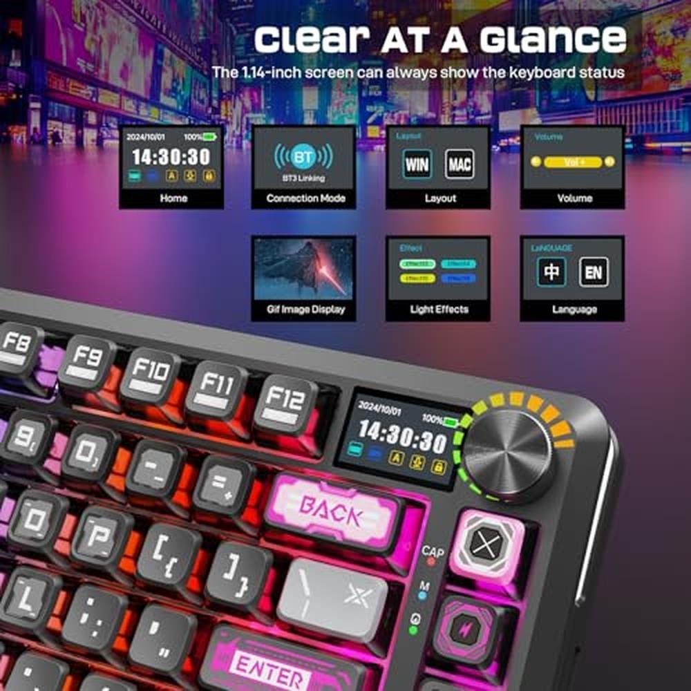Wireless Mechanical Keyboard: Redragon K708MC Cyber Mecha – Side View