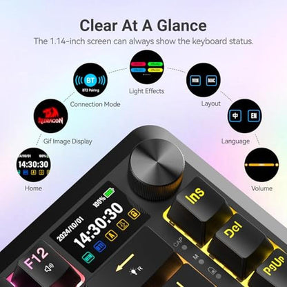 Keyboard Gaming: Redragon Wireless Mechanical Keyboard with – Side View
