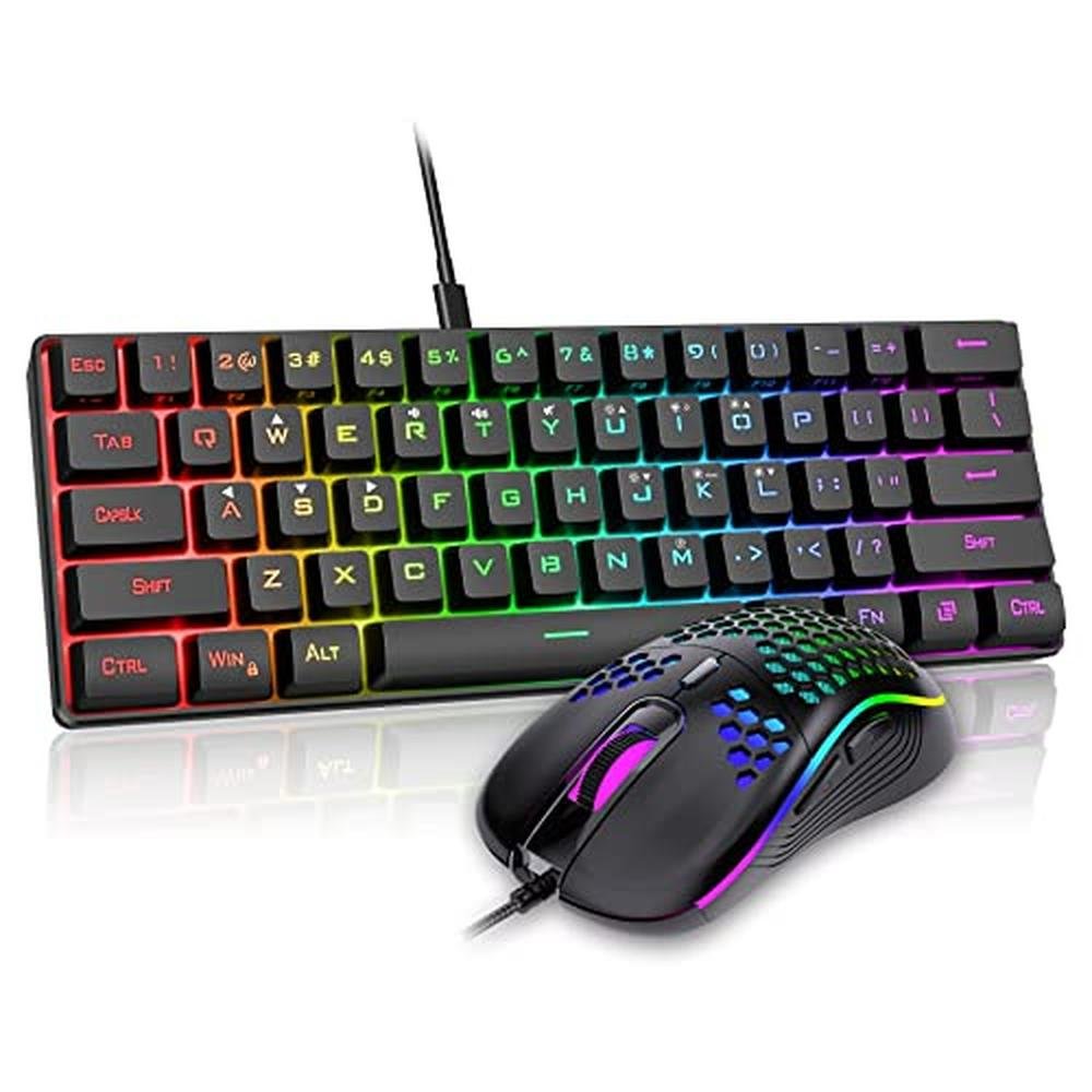 Gaming Keyboard: RedThunder 60% Ultra-Compact 61-Key RGB – Front View