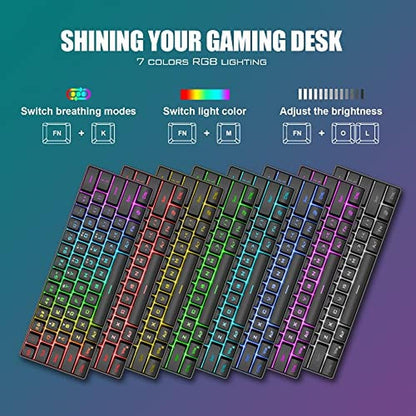 Gaming Keyboard: RedThunder 60% Ultra-Compact 61-Key RGB – Close-up Detail