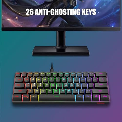 Gaming Keyboard: RedThunder 60% Ultra-Compact 61-Key RGB – In Use
