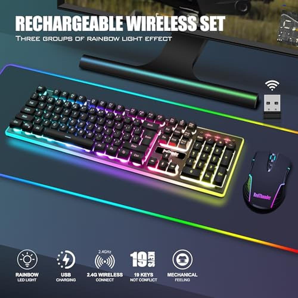 Gaming Keyboard: RedThunder K10 Wireless Mechanical Feel – Side View
