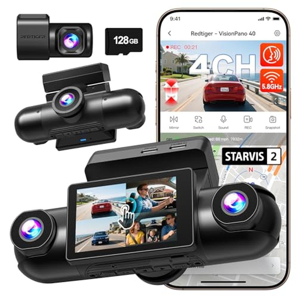 REDTIGER 4 Channel 360 View Dash Cam – Front View