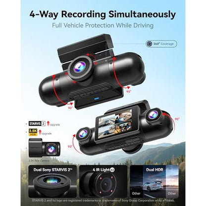 REDTIGER 4 Channel 360 View Dash Cam – Side View