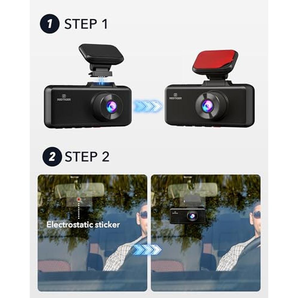 REDTIGER Adhesive Mount F17 Dash Cam with GPS Module – In Use