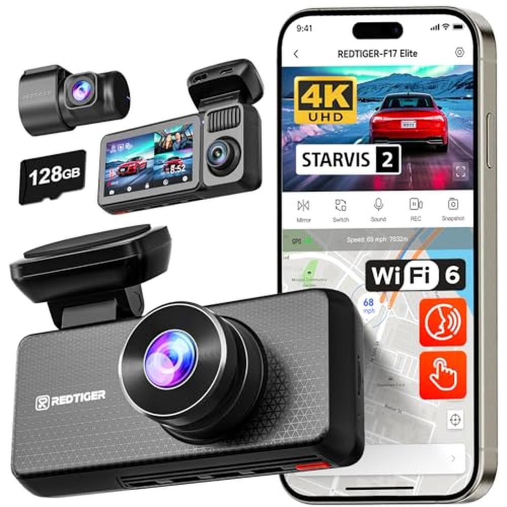 REDTIGER F17 Elite 4K Dash Cam 3 Channel – Front View