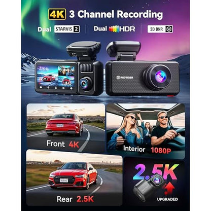 REDTIGER F17 Elite 4K Dash Cam 3 Channel – Side View
