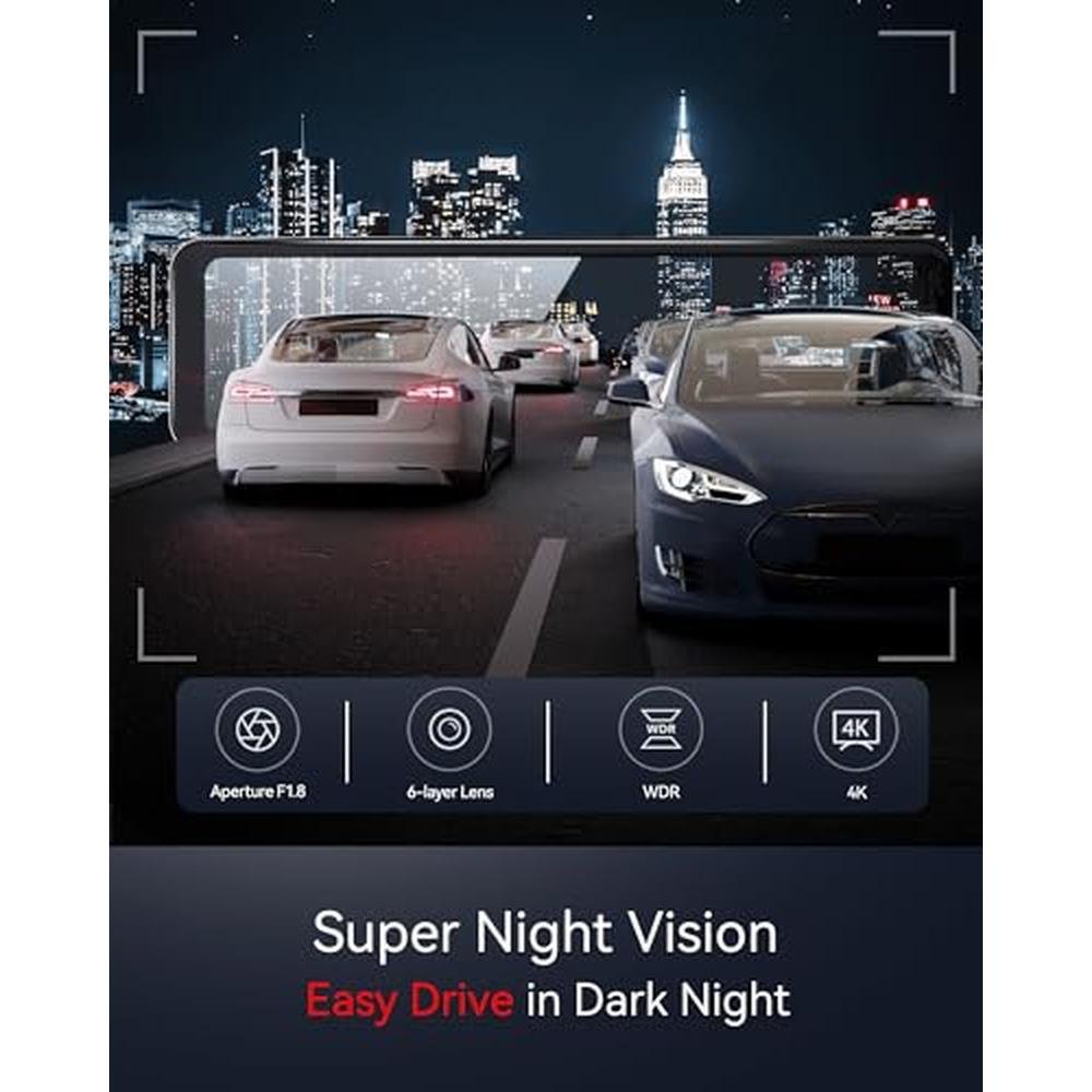 REDTIGER T700 Rear View Mirror Camera 11'' 4K UHD Front and – Close-up Detail