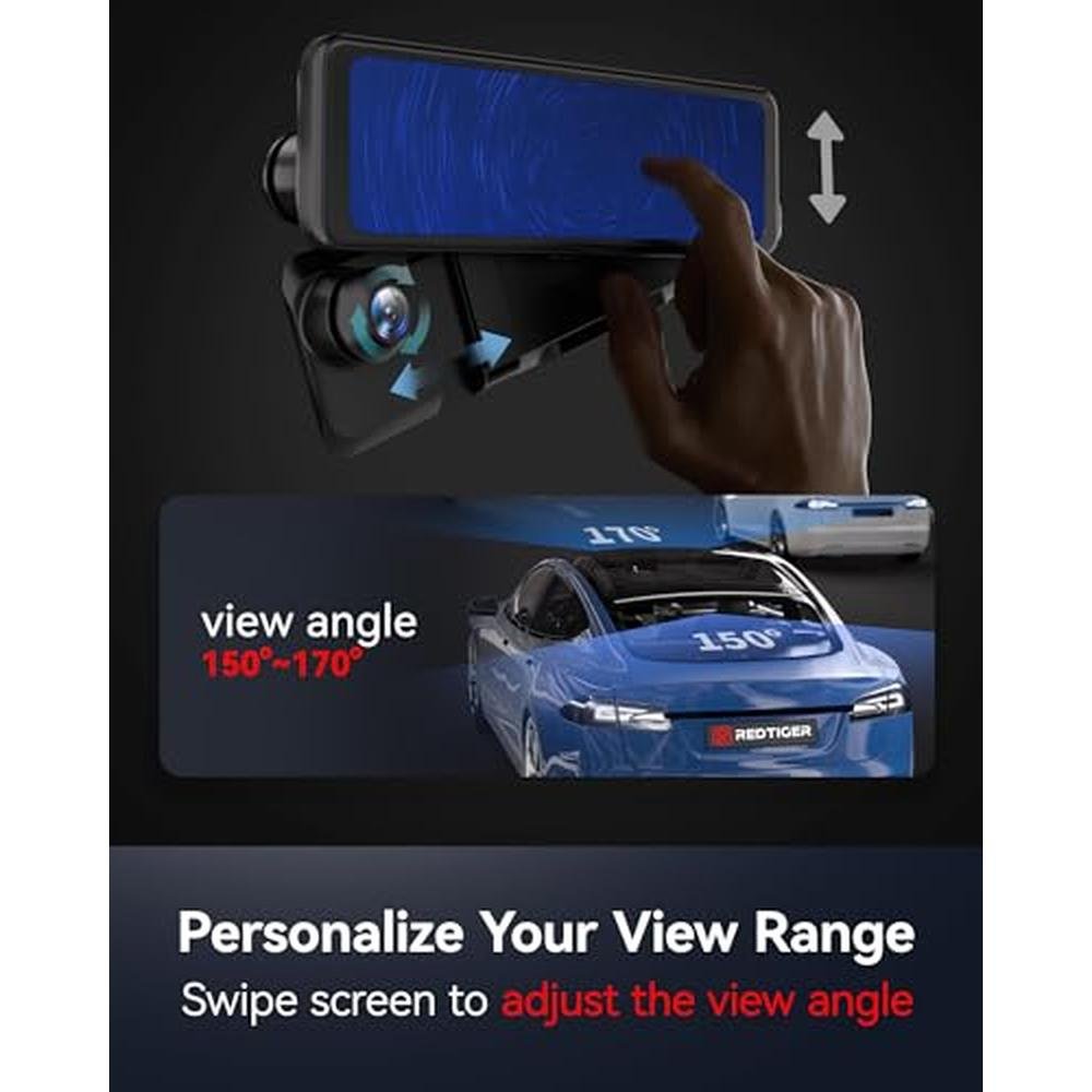 REDTIGER T700 Rear View Mirror Camera 11'' 4K UHD Front and – In Use