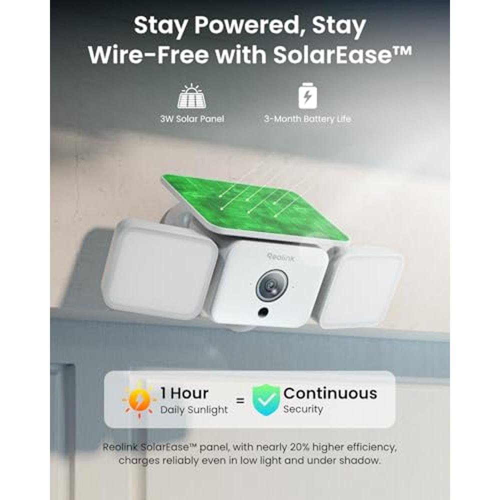 REOLINK Solar Floodlight Cam: 2K 150 Security Cameras – Close-up Detail