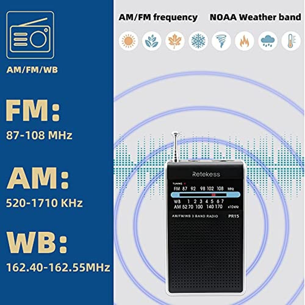 Weather Radio: Retekess PR15 Pocket NOAA Weather Radio AM – Side View