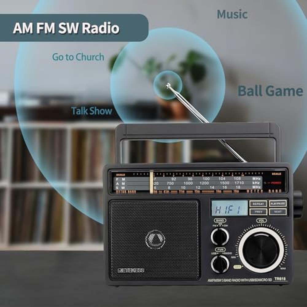 Radios Drive: Retekess TR618 AM FM Radio Plug-in Wall – Side View