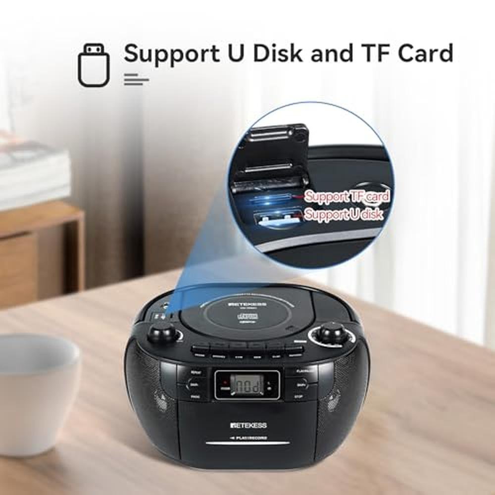 Tape Player: Retekess TR621 CD Player Boombox – Close-up Detail